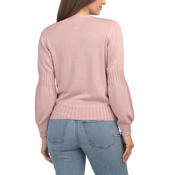 NANCY YANG Pink Ruched Cardigan - Picture 2 of 2